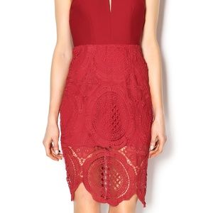 Nellis Red Halter Lace Dress